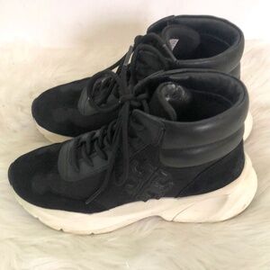 Tory Burch Womens Good Luck Higher 83840 Black White Sneaker Shoes Size 6.5M